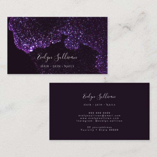 carte de visite de parties scintillant liquide vio (Devant / Derrière)