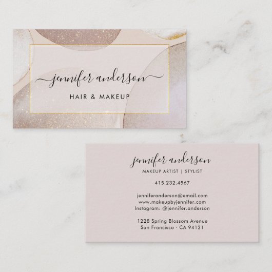 Carte de visite de Parties scintillant or moderne (Devant / Derrière)