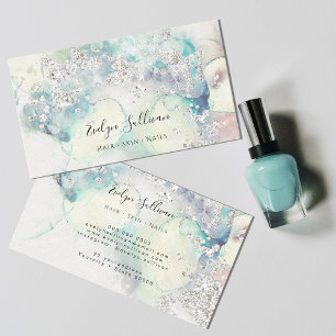 Carte de visite de parties scintillant turquoise d