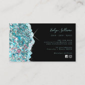 carte de visite de parties scintillant turquoise é (Dos)