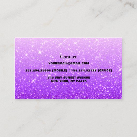 Carte de visite de Parties scintillant violet mode (Dos)