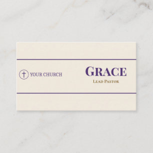 Carte de visite de pasteur d'église Purple Gold