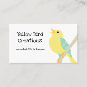 Carte de visite de patchwork d'oiseaux jaunes