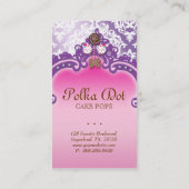 Carte de visite de pâtisseries Rétro Damask rose v (Dos)