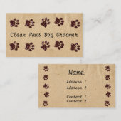 Carte de visite de pattes de chien (Devant / Derrière)