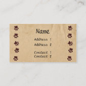 Carte de visite de pattes de chien (Dos)