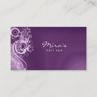 Carte de visite de paysage floral Rétro Purple