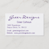 Carte de visite de Peacock exotique (Dos)