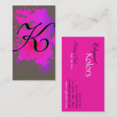 Carte de visite de peinture à l'encre rose chaud (Devant / Derrière)