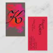 Carte de visite de peinture à l'encre rose chaud r (Devant / Derrière)