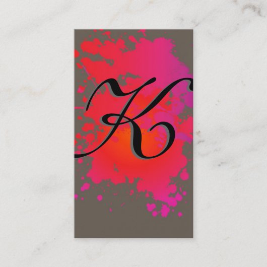 Carte de visite de peinture à l'encre rose chaud r (Devant)