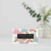 Carte de visite de peinture Abstrait rose Turquois (Debout devant)