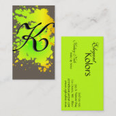 Carte de visite de peinture d'encre vert jaune (Devant / Derrière)