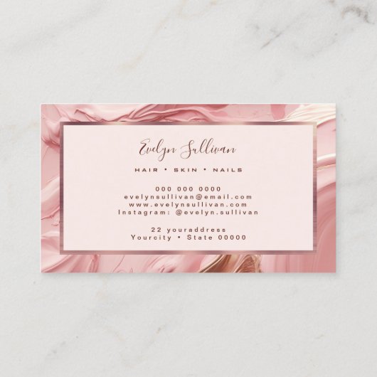 Carte de visite de peinture rose épais (Dos)
