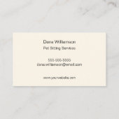 Carte de visite de Pet Sitter (Dos)