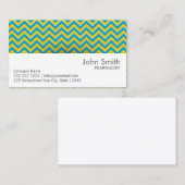 Carte de visite de pharmacie Chevron bleu et jaune (Devant / Derrière)