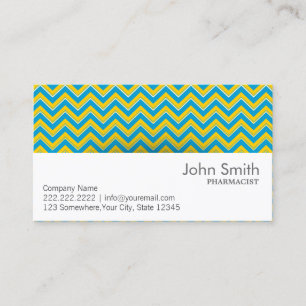 Carte de visite de pharmacie Chevron bleu et jaune