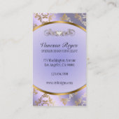 Carte de visite de photo de damassé de lavande et (Dos)