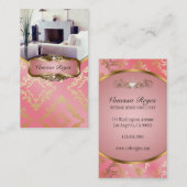 Carte de visite de photo de damassé de pêche et (Devant / Derrière)