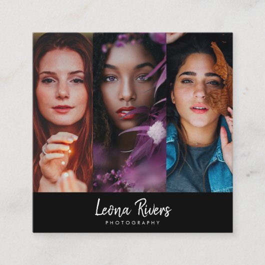 Carte de visite de photographe à code QR à trois p (Devant)