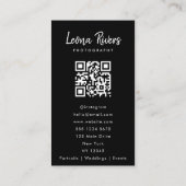 Carte de visite de photographe à code QR à trois p (Dos)