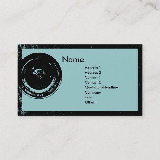 Carte de visite de photographe d'objectif de (Devant)