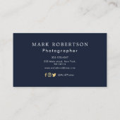 carte de visite de photographe floral bleu (Dos)