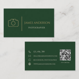Carte de visite de photographe luxe verte forêt et