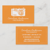 Carte de visite de photographe Orange Retro (Devant / Derrière)