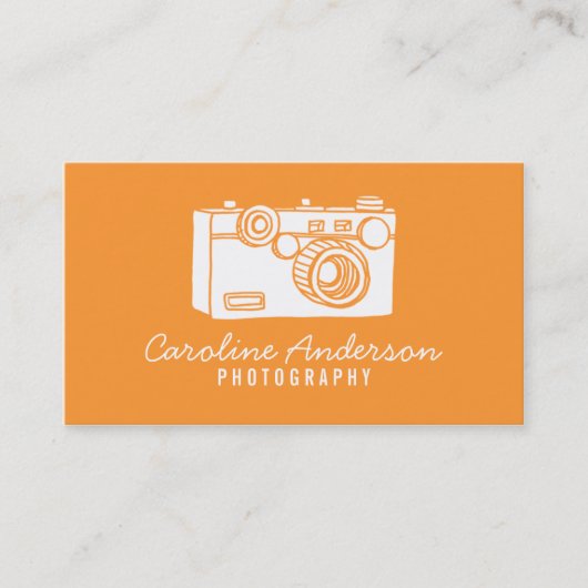 Carte de visite de photographe Orange Retro (Devant)
