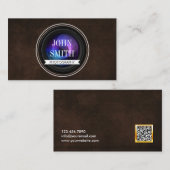 Carte de visite de photographie de code QR en cuir (Devant / Derrière)