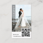 Carte de visite de photographie de code QR moderne (Devant)