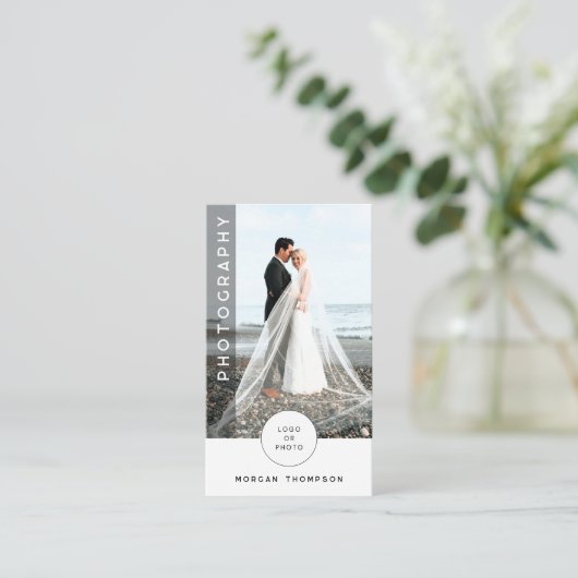 Carte de visite de photographie de code QR moderne (Debout devant)