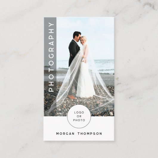 Carte de visite de photographie de code QR moderne (Devant)