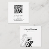 Carte de visite de photographie de code QR monochr (Devant / Derrière)