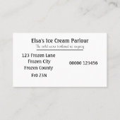 Carte de visite de photographie de crème glacée (Dos)