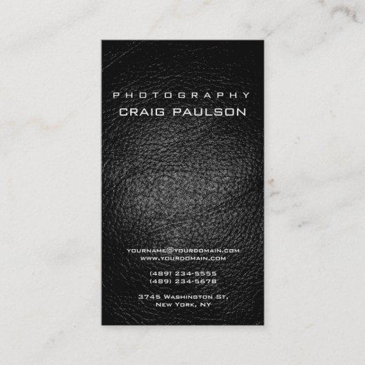 Carte de visite de photographie en cuir vertical (Devant)