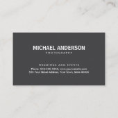 carte de visite de photographie moderne gris foncé (Dos)