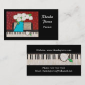 Carte de visite de pianiste avec des fleurs (Devant / Derrière)
