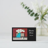 Carte de visite de pianiste avec des fleurs (Debout devant)