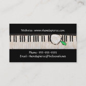 Carte de visite de pianiste avec des fleurs (Dos)