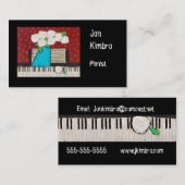 carte de visite de pianiste avec les fleurs et le (Devant / Derrière)