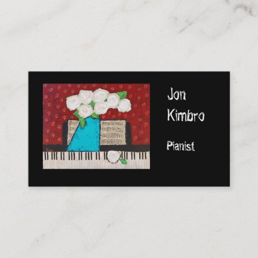 carte de visite de pianiste avec les fleurs et le (Devant)