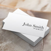 Carte de visite de pianiste blanc clair minimal
