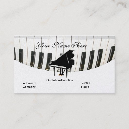 Carte de visite de piano à queue et de clavier (Devant)