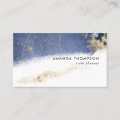 Carte de visite de pinceau lunaire marine et or (Devant)
