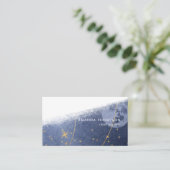 Carte de visite de pinceau lunaire marine et or (Debout devant)