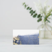 Carte de visite de pinceau lunaire marine et or (Debout devant)