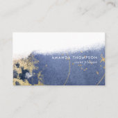 Carte de visite de pinceau lunaire marine et or (Devant)