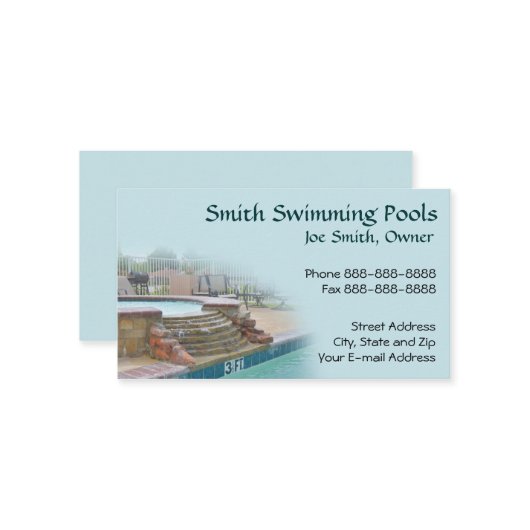 Carte de visite de piscine (Devant/Arrière en situation)